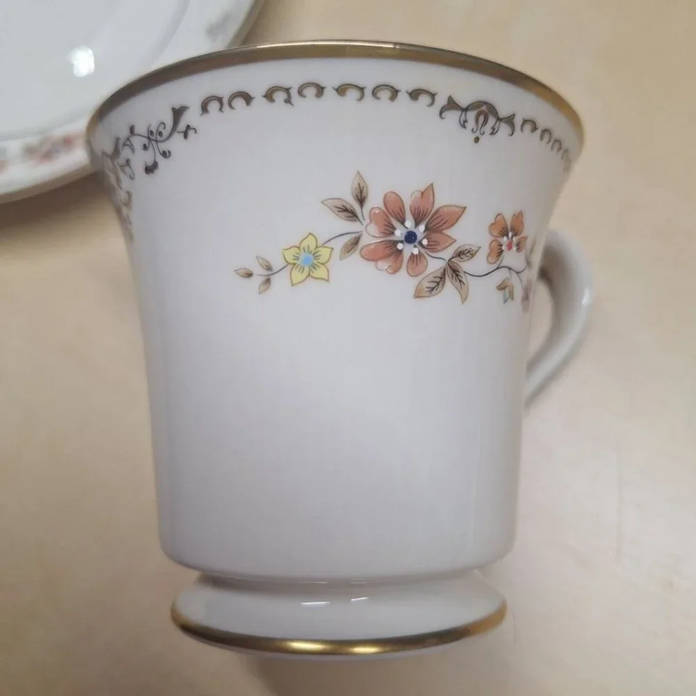 Gorham Long Meadow China Teacup Saucer Replacement 6.4 Inch Gold‎ Flowers USA